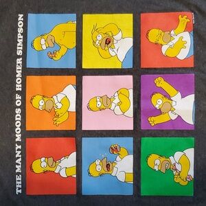 The Simpsons T Shirt "The Many Moods of Homer Simpson" Mens Size L Heather Gray